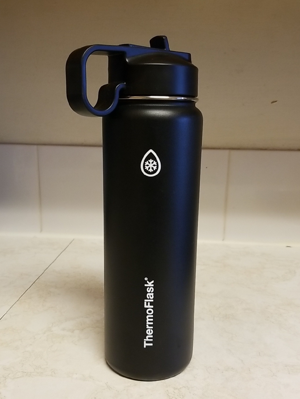 ThermoFlask 700ml 24oz Black Insulated Travel Mug Water Bottle